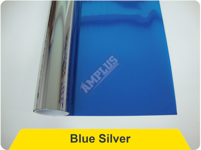 Folie przeciwsłoneczne kolorowe blue silver