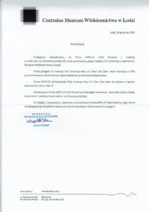 Referencje folii okiennych od Centralnego Muzeum Włókiennictwa – Łódź