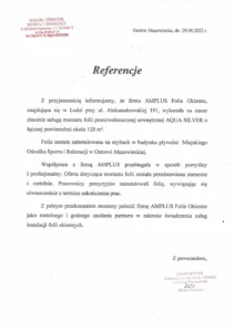 Referencje folia AQUA Silver 120 metrów kwadratowych od Miejskiego Ośrodka Sportu i Rekreacji – Ostrów Mazowiecka